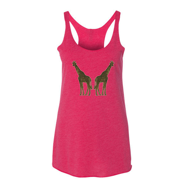 Women's Vintage Giraffe Sponge Brush Design Tank Top -  - Vintage Shocking Pink / XS - srce threads - 12