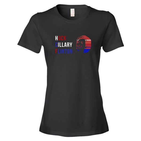 Women's "Huck Cillary Flinton" Say What You Mean Face Short Sleeve T-Shirt -  - Black / S - srce threads - 2