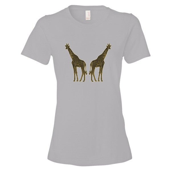 Women's Giraffe Double Paint Daub Short sleeve T-Shirt -  - Silver / S - srce threads - 12