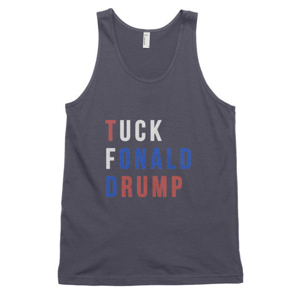 Tuck Fonald Drump Presidential Short Sleeve Tank Top (Unisex) -  - Asphalt / XS - srce threads - 2