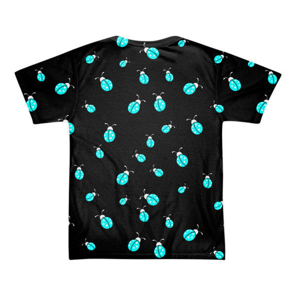 Short Sleeve Classic Trippy Ladybug Negative Black Neon T-Shirt (Unisex) -  -  - srce threads - 2