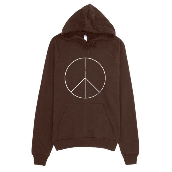 Classic Peace Sign Skinny White Hoodie (Unisex) -  - Brown / XS - srce threads - 3