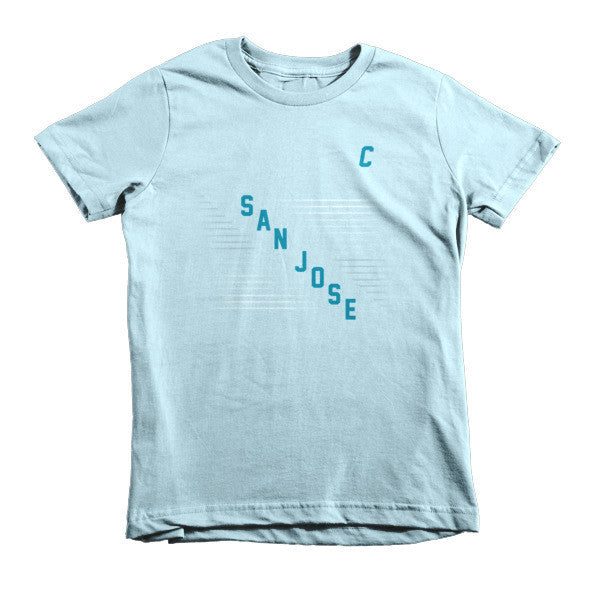 Kid's Classic "San Jose" Retro Diagonal Captain Double Zero Short Sleeve T-Shirt (Unisex) -  - Light Blue / 2yrs - srce threads - 11