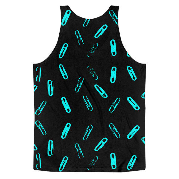 Classic SRCE Brand Paper Clip Pattern Neon Pop Blue Tank Top (Unisex) -  -  - srce threads - 2