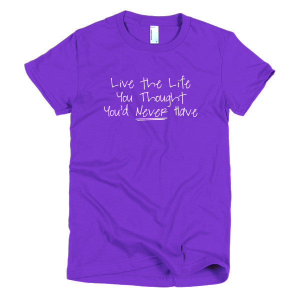 Women's "Live the Life" Motivation White Short Sleeve T-Shirt -  - Purple / S - srce threads - 7