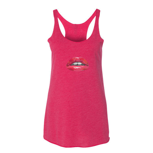 Women's Pucker Lips Summer Tank Top -  - Vintage Shocking Pink / XS - srce threads - 12