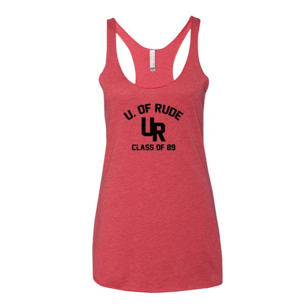 Women's "Rude U." Black Vintage College Summer Tank Top -  - Vintage Red / XS - srce threads - 9