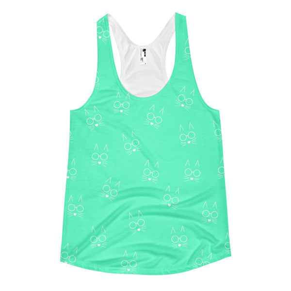 Women's Pop Neon Trop Green Whiskers Summer Racerback Tank Top -  - XS - srce threads - 1