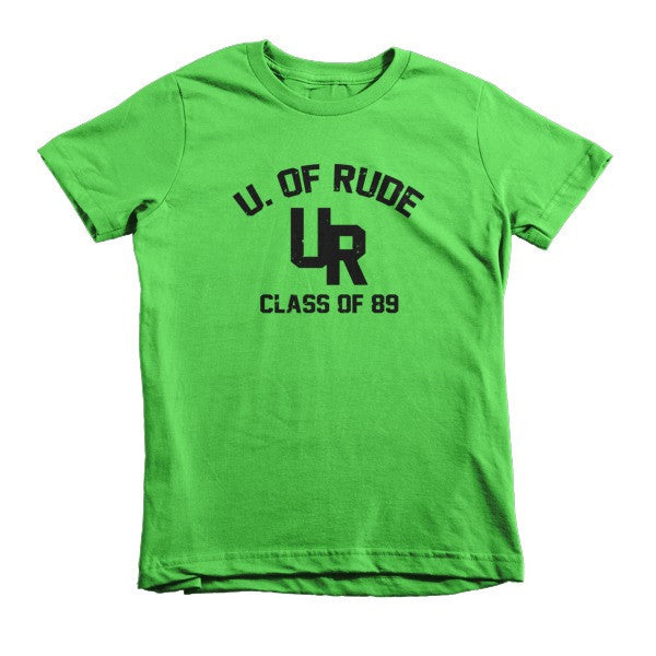 Kid's "Rude U." Black Vintage College Summer T-Shirt (Unisex) -  - Grass / 2yrs - srce threads - 6