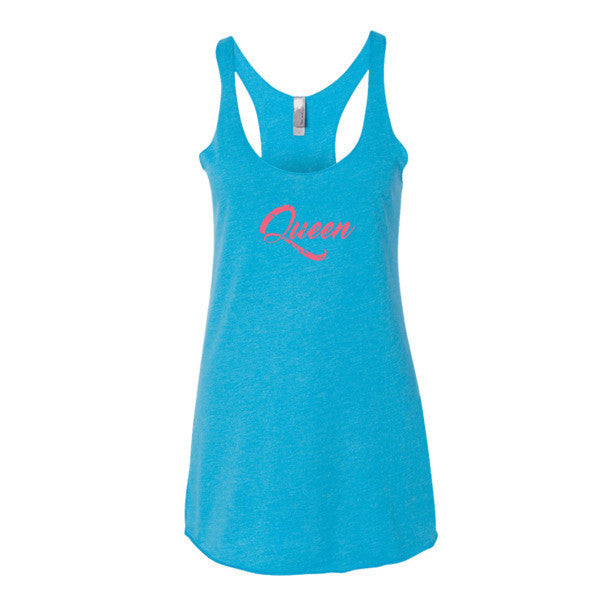 Women's "Queen" 2 Peach Vintage Calligraphy Tank Top -  - Vintage Turquoise / XS - srce threads - 10