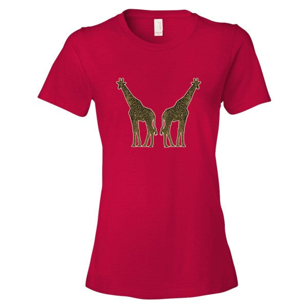 Women's Giraffe Double Paint Daub Short sleeve T-Shirt -  - Red / S - srce threads - 18
