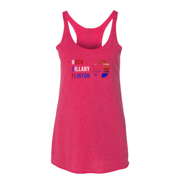 Women's "Huck Cillary Flinton" Say What You Mean Face Summer Tank Top -  - Vintage Shocking Pink / XS - srce threads - 12