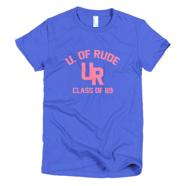 Women's "Rude U." Peach Vintage College Summer T-Shirt -  - Royal Blue / S - srce threads - 16