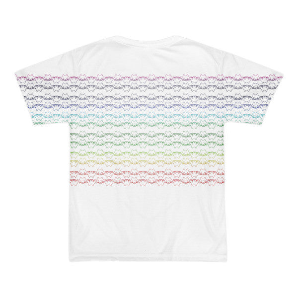 Short Sleeve Rainbow 8 Bit Cat Stripped White T-Shirt (unisex) -  -  - srce threads - 2