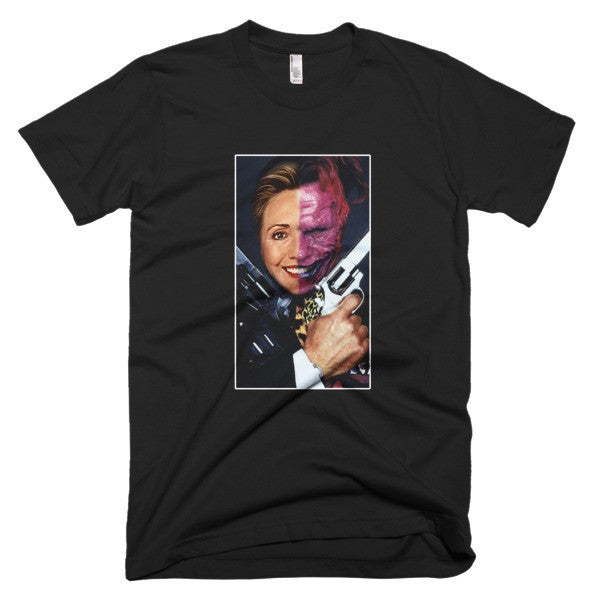 "2 Face Hillary" Short Sleeve T-Shirt (Unisex) -  - Black / XS - srce threads - 1