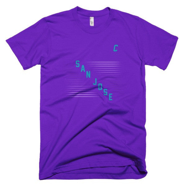 Classic "San Jose" Retro Diagonal Captain Double Zero Short Sleeve T-Shirt (Unisex) -  - Purple / XS - srce threads - 6