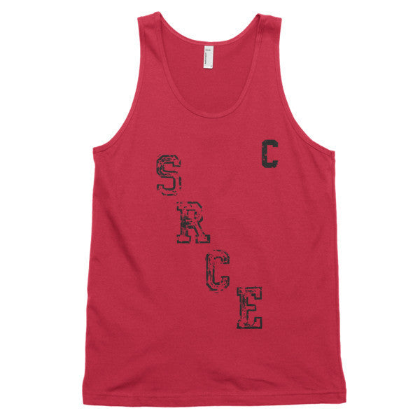 Classic SRCE Vintage Throwback Diagonal Hockey Black Cpatain Tank Top (Unisex) -  - Red / XS - srce threads - 10