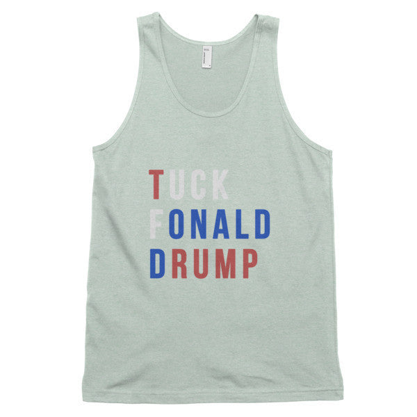 Tuck Fonald Drump Presidential Short Sleeve Tank Top (Unisex) -  - Ash Grey Sea Foam / XS - srce threads - 8