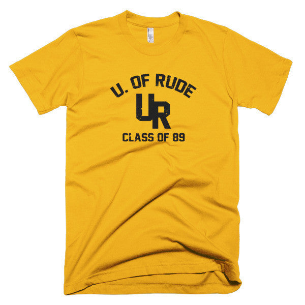 "Rude U." Black Vintage College Summer T-Shirt (Unisex) -  - Gold / XS - srce threads - 11