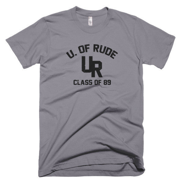 "Rude U." Black Vintage College Summer T-Shirt (Unisex) -  - Slate / XS - srce threads - 4