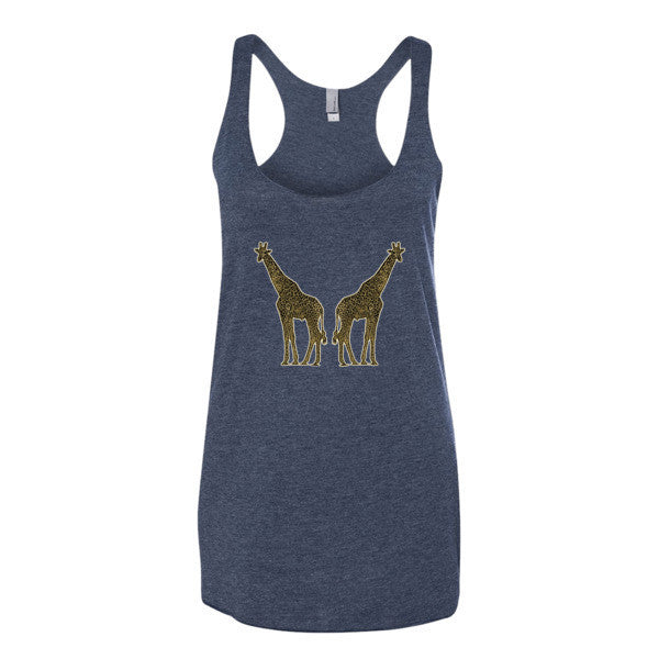 Women's Giraffe Double Paint Daub Racerback Tank Top -  - Vintage Navy / XS - srce threads - 6