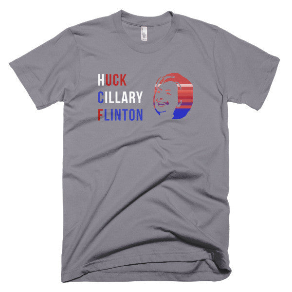 "Huck Cillary Flinton" Say What You Mean Face Short Sleeve T-Shirt (Unisex) -  - Slate / XS - srce threads - 2