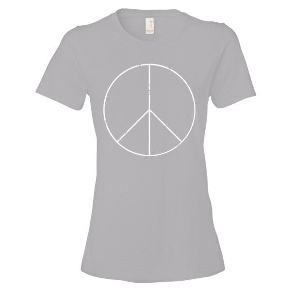 Women's Peace Sign Skinny White Short Sleeve T-Shirt -  - Silver / S - srce threads - 11