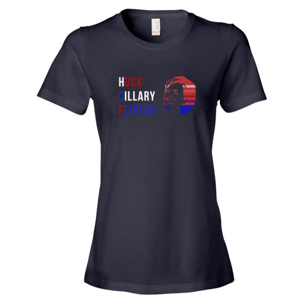 Women's "Huck Cillary Flinton" Say What You Mean Face Short Sleeve T-Shirt -  - Navy / S - srce threads - 4