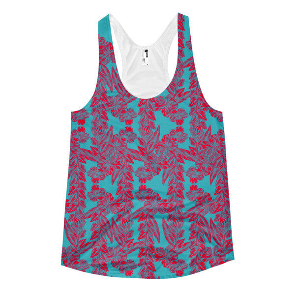 Women's Tropical Ivy Pop Magenta Pastel Racerback Summer Tank Top -  - XS - srce threads - 1