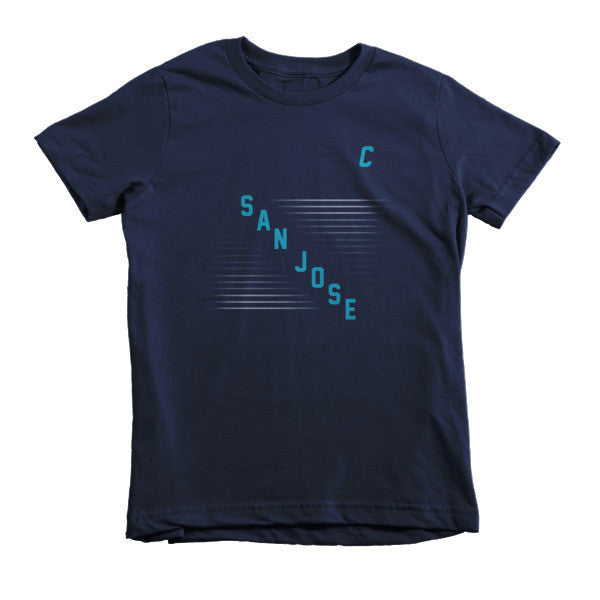 Kid's Classic "San Jose" Retro Diagonal Captain Double Zero Short Sleeve T-Shirt (Unisex) -  - Navy / 2yrs - srce threads - 6