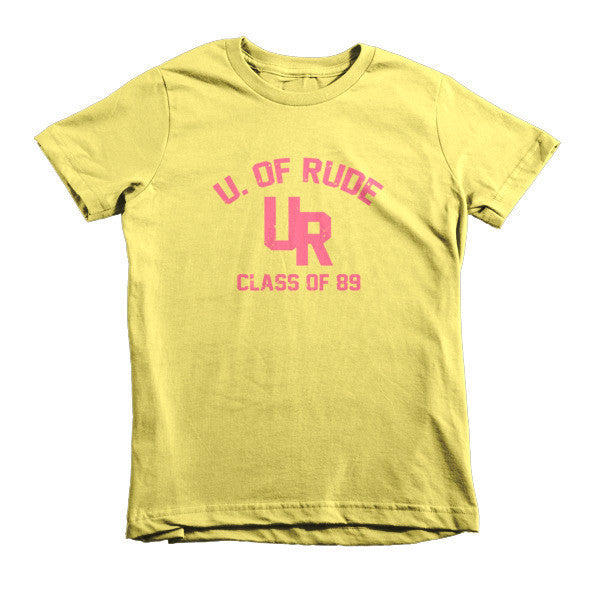 Kid's "Rude U." Peach Vintage College Summer T-Shirt (Unisex) -  - Lemon / 2yrs - srce threads - 12