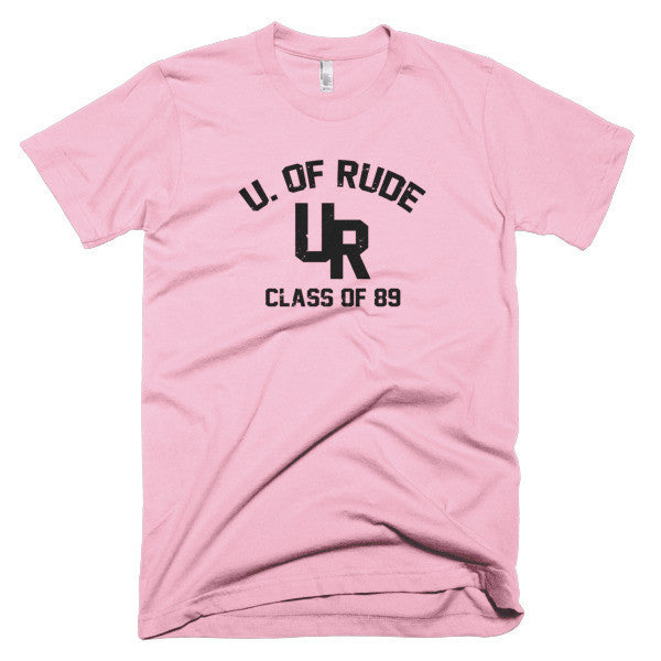 "Rude U." Black Vintage College Summer T-Shirt (Unisex) -  - Pink / XS - srce threads - 12