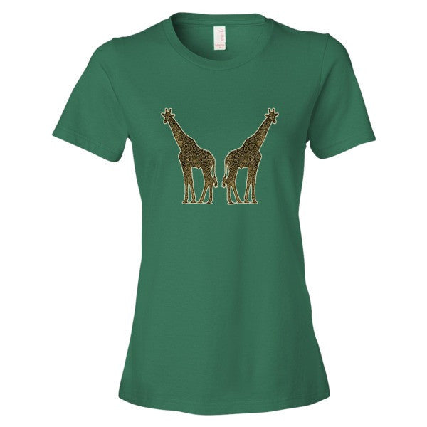 Women's Giraffe Double Paint Daub Short sleeve T-Shirt -  - Kelly Green / S - srce threads - 9